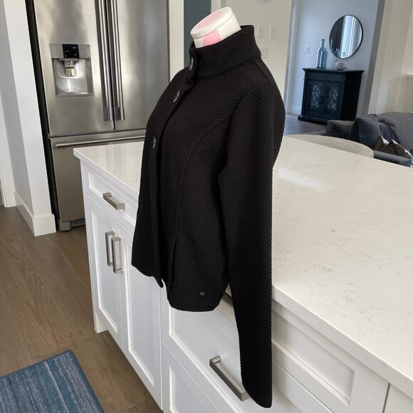 Sigrid Olsen Henny Jersey Reg Fit Hi Collar 3 Button Poly Blend Jacket Blk Sz S - Picture 4 of 14